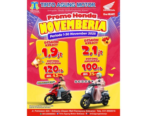 Promo Honda Novemberia Hadir di Sidoarjo, Kesempatan Emas Miliki Motor Impian dengan Harga Spesial!
