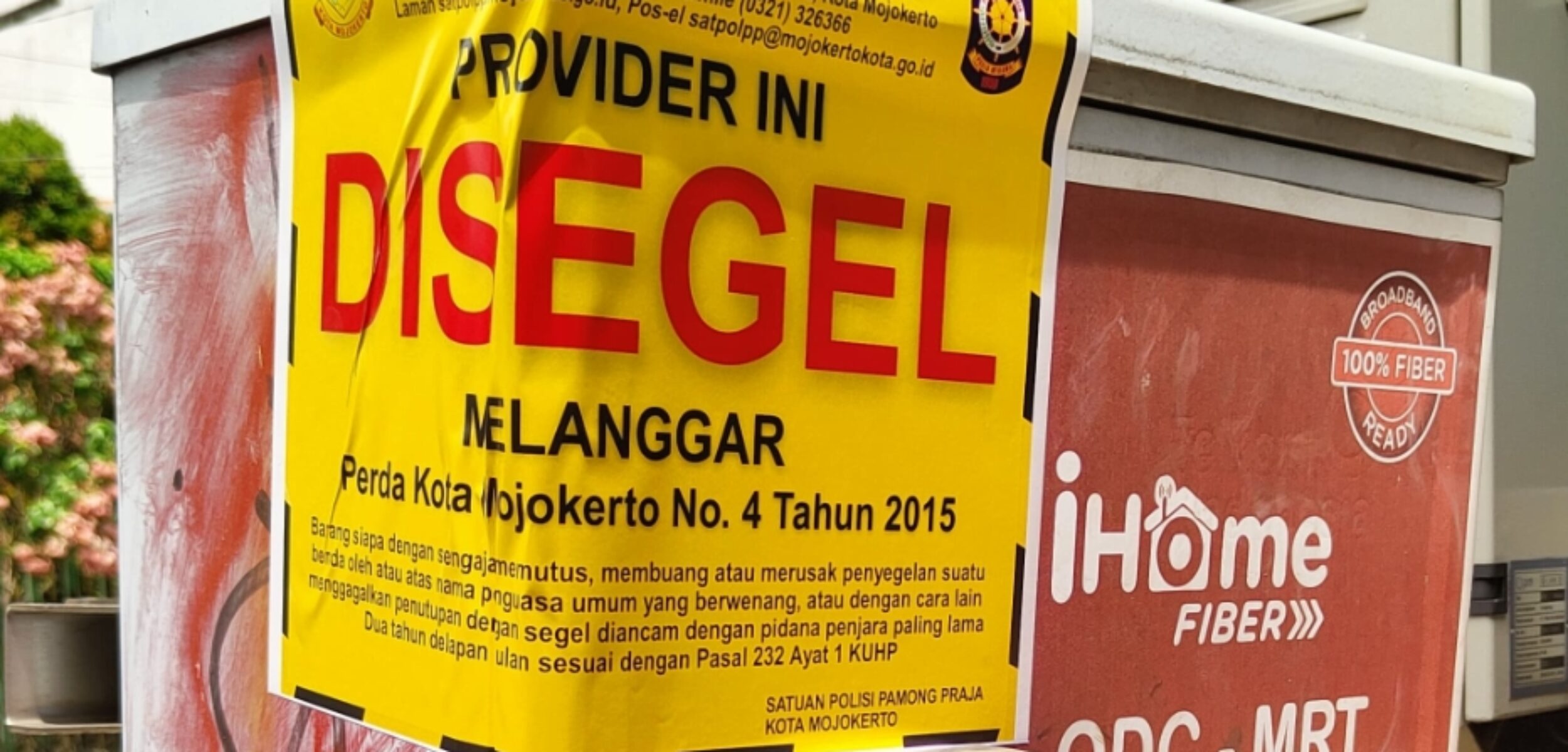 Penyegelan fiber indiHome. (Mojokertokota.go.id)