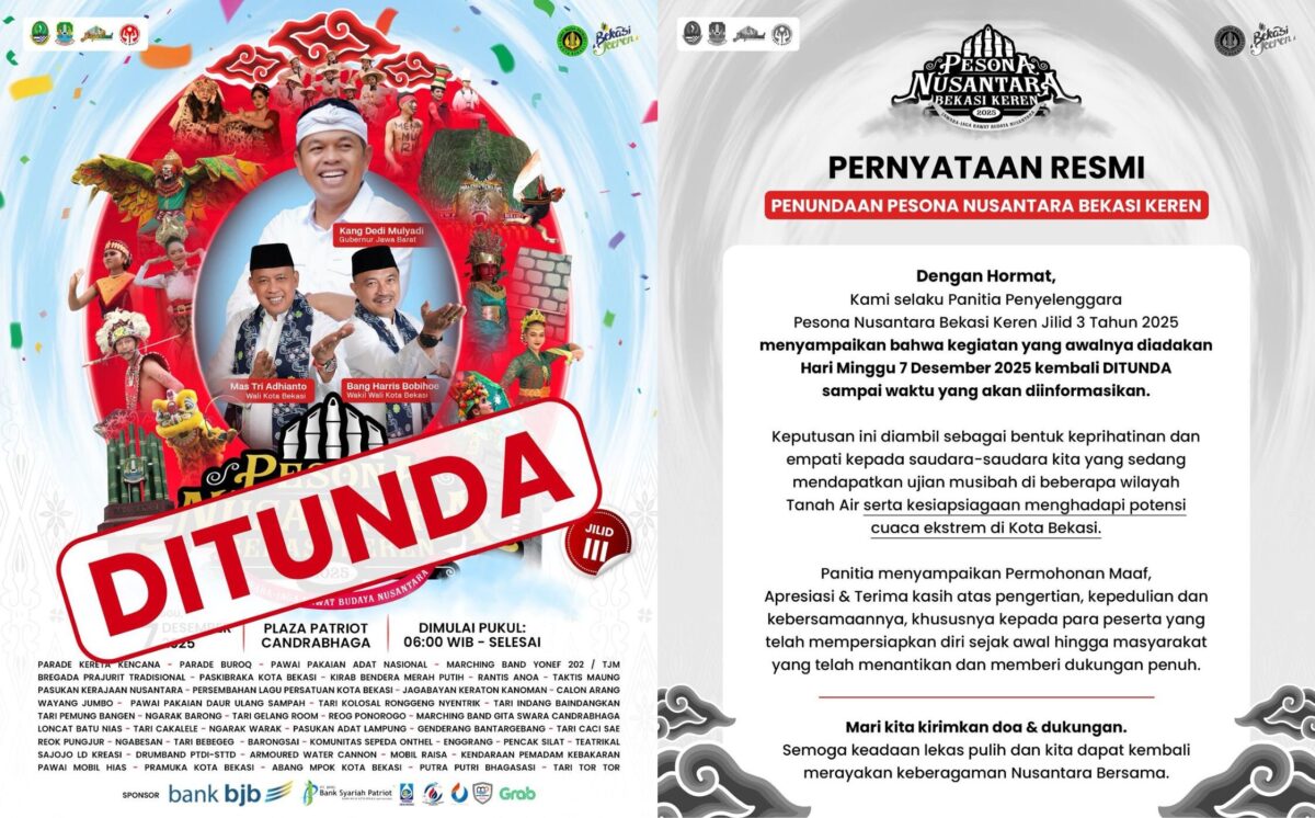 Pemerintah Kota Bekasi menunda acara Pesona Nusantara Bekasi Keren (PNBK) Jilid 3 Tahun 2025. (Yanso/Kabarterdepan.com)