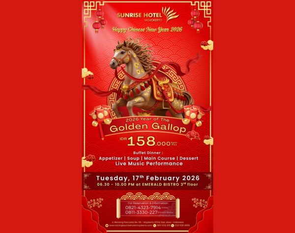 Sunrise Hotel Mojokerto Sambut Tahun Baru Imlek 2026 dengan Perayaan ‘Year of The Golden Gallop’