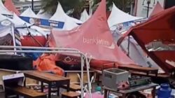 Angin Mendadak Terjang Halaman Sun City Mall Sidoarjo, Tenda Pedagang Berterbangan